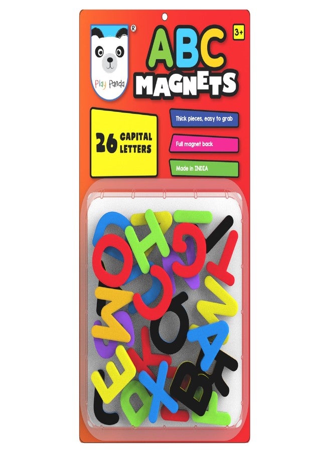 PLAY PANDA ABC Magnets Capital Letters with 26 Thick Foam Magnetic Alphabets for Kids with Full Magnet Back, Magnetic ABCD Learning Toy for Letter Recognition, Indoor Educational Magnet Game - Image 1