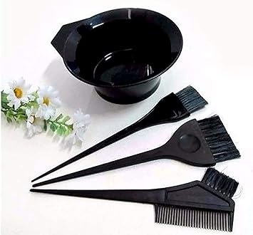 Juliyeh طقم وعاء صبغ الشعر وفرشاة DIY طقم صالون التجميل فرش صبغ الشعر وعاء خلط مبيض مشط تلوين مزدوج الجانب وموزع صبغ الشعر ملحقات تصفيف باللون الأسود - Image 3