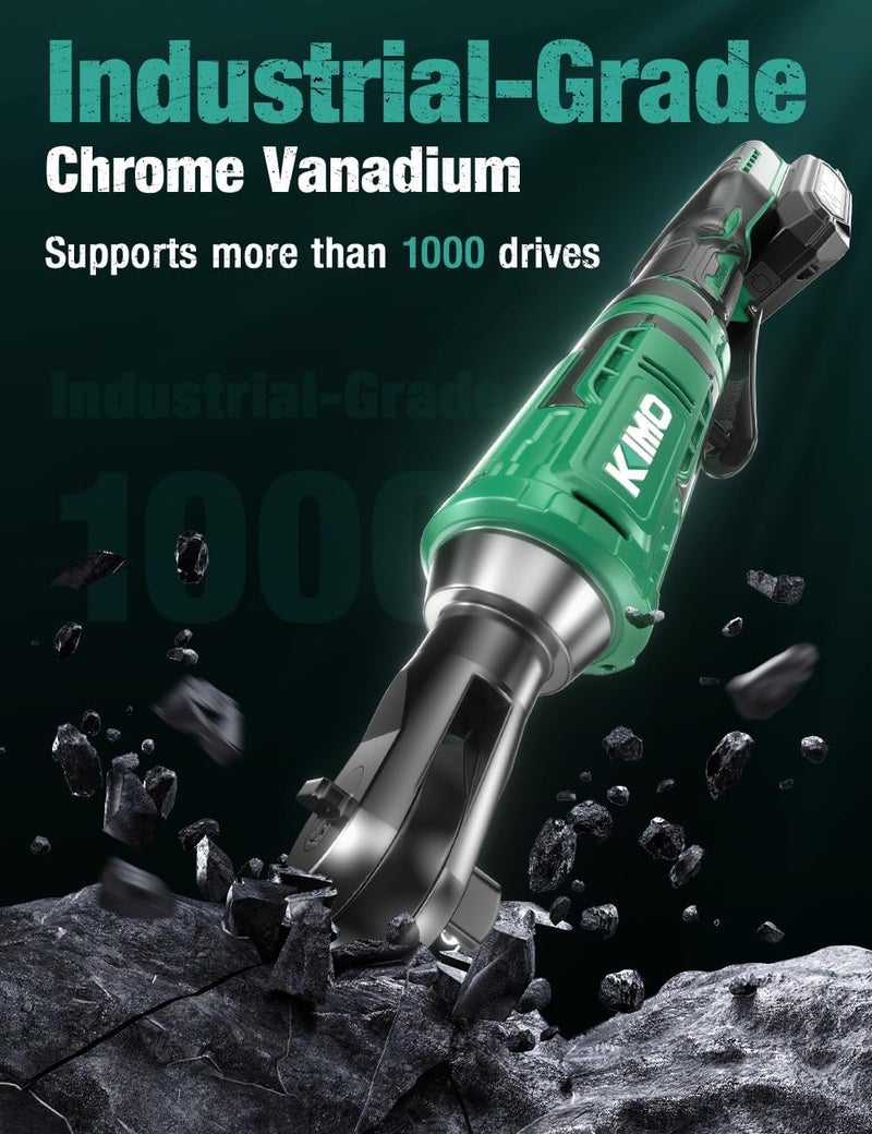 KIMO 20V Cordless Ratchet Wrench 1/2" Set, 74 Ft-lbs 400 RPM Electric Ratchet Wrench, Battery Powered Ratchet with 7 Sockets, 3" Extension Bar, 3/8" Adapter, 2-Pack Lithium-Ion Batteries, Fast Charger - Image 5