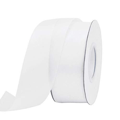 Ribest 1 12 inch White Double Face Satin Ribbon 25 Yards Per Roll for Gift Wrapping Flower Bouquet Hair Accessories Wedding Birthday