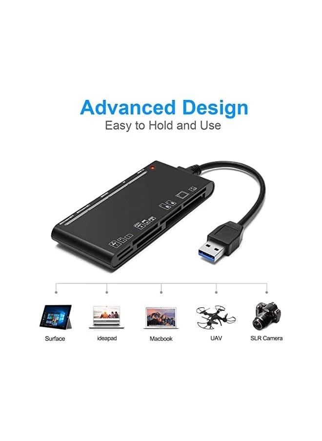 Zaboon - 30 Memory Card Readerwriter for Cf Card Xd Card Sd Card Micro Sd Card Ms Card With a 13cm Usb Cable Design 5 Cards Read Simultaneously - Image 1