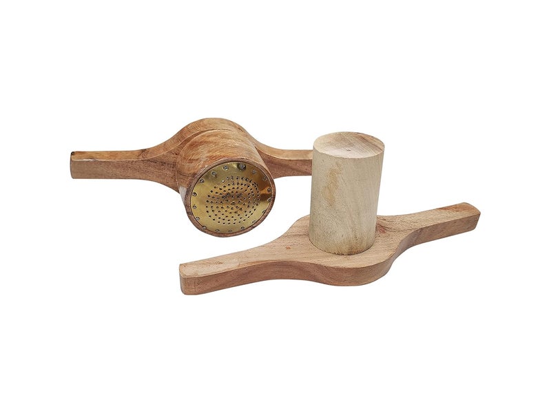 EZAHK Traditional Wooden Kitchen Press Idiyappam Sev Sancha Maker with Metal Bottom Sheet Wood Brown Wt048kg - Image 1