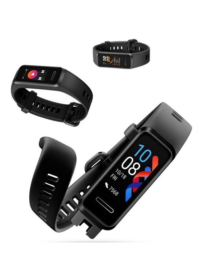 HUAWAY - Huawei Band 4-Bluetooth Smart Watch-USB Charging Port-0.96 inch HD Small Screen-Water Resistant-Black Rubber Silicone Strap-3 Different Sensors-Sports Modes-Built-in Speaker and Microphone - Image 1