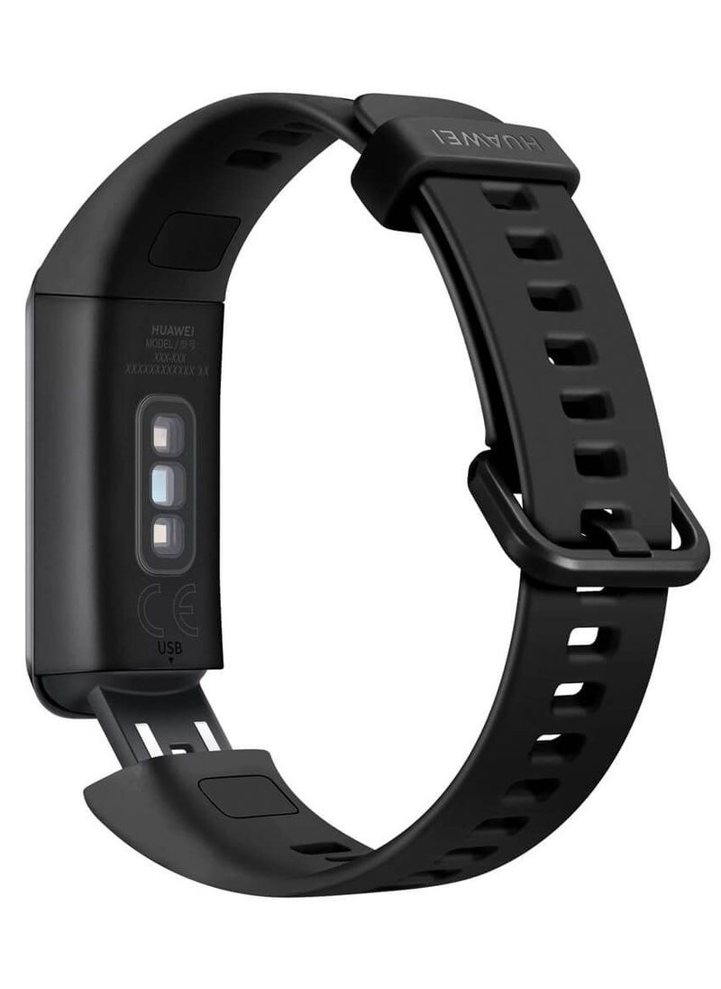 HUAWAY - Huawei Band 4-Bluetooth Smart Watch-USB Charging Port-0.96 inch HD Small Screen-Water Resistant-Black Rubber Silicone Strap-3 Different Sensors-Sports Modes-Built-in Speaker and Microphone - Image 1