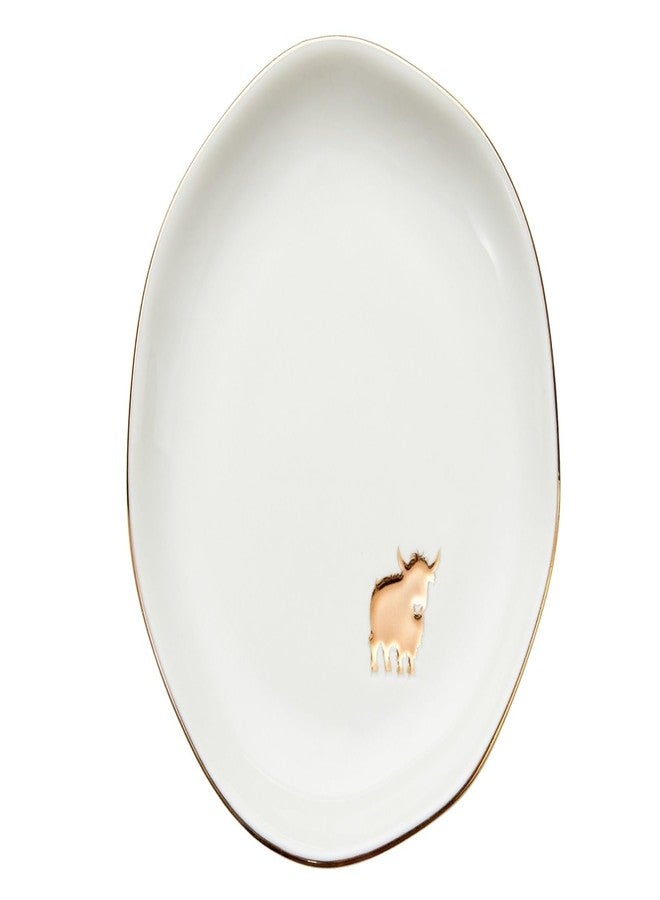 InnoBeta Highland Gifts for Women, Ceramic Jewelry Dish, Trinket Tray for Rings Earrings Necklace Keys, Decorative Plate for Birthday, Christmas, Mother's Day, 4.75"
