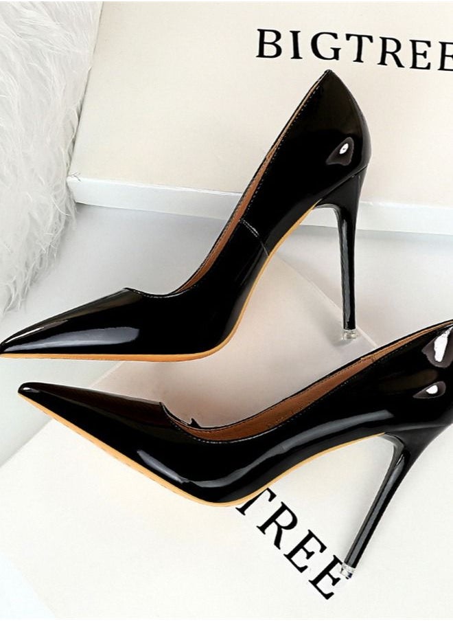 Glossy Patent Leather Shallow Mouth Pointed Thin High-Heeled Shoes 10.5CM Black - pzsku/ZB6B5155E172A7C1BE152Z/45/_/1673242023/ea6ef1cc-80f9-4f74-bfa1-3faf443c7f6c