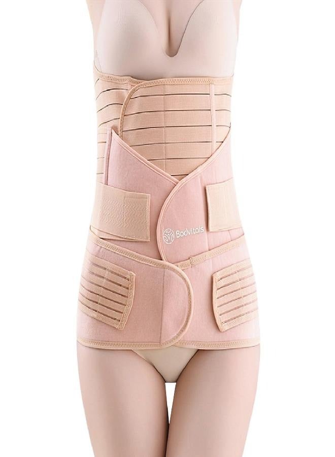 BODVITALS BODVITALS 3 In 1 Postpartum Girdle Support Recovery Belly Band Corset Wrap Body Shaper For After Birth Postnatal C-Section Waist Pelvis Shapewear Wrap Girdle Support Band Belt Body Shaper (Beige, Xl) - Image 1