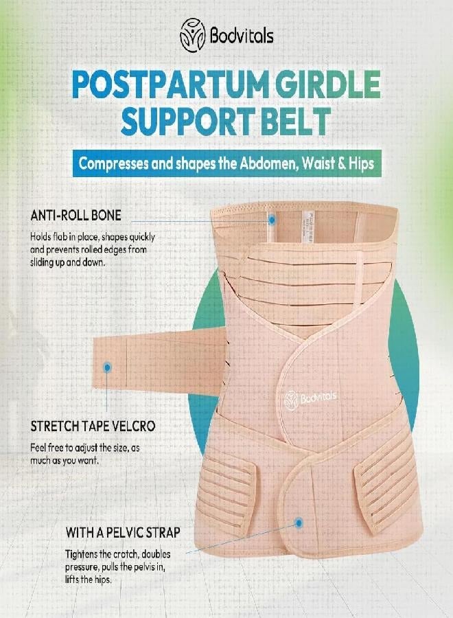 BODVITALS BODVITALS 3 In 1 Postpartum Girdle Support Recovery Belly Band Corset Wrap Body Shaper For After Birth Postnatal C-Section Waist Pelvis Shapewear Wrap Girdle Support Band Belt Body Shaper (Beige, Xl) - Image 5