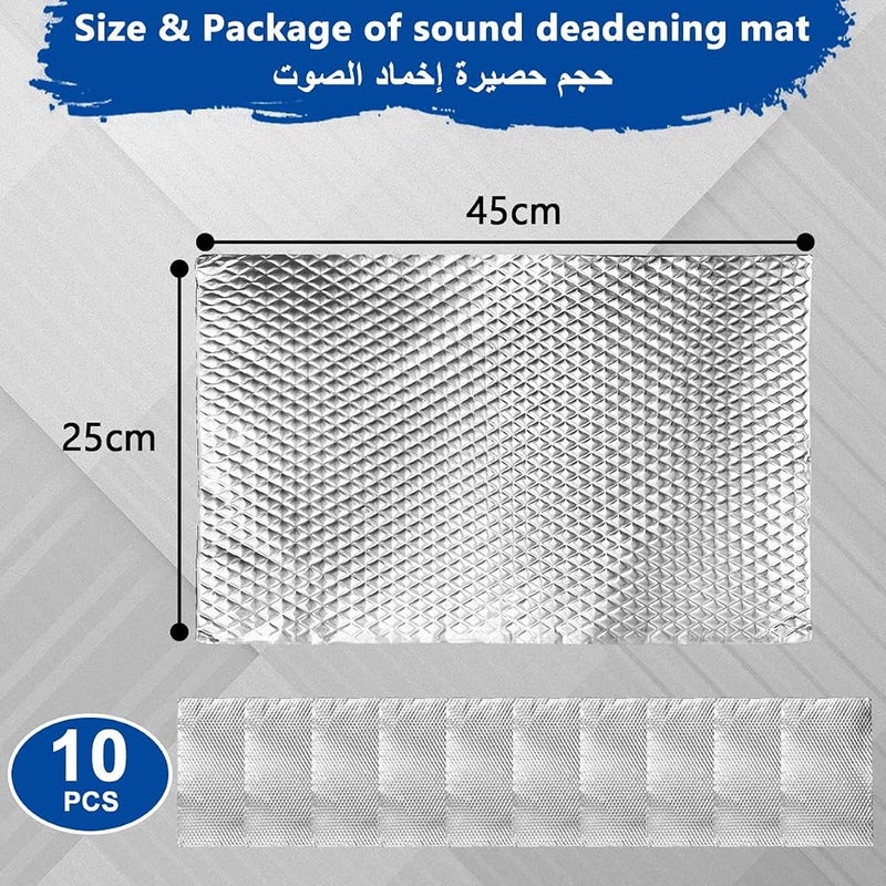 AbaqCasa Car Sound Deadening Mat, 10 Pack Heat Shield Butyl Automotive Sound Deadener, Self-Adhesive Auto Audio Deadener Mat, Noise Control Moistureproof Waterproof Heat Insulation for Truck Vehicle (40*25cm) - Image 4