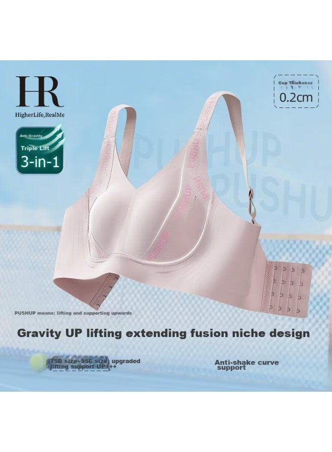 HR Helena Rabbit Ear Cup Bra For Women, Large Bust Minimizer, Wireless Semi-liquid Brassiere, Black, M - Image 2