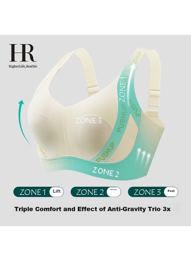 HR Helena Rabbit Ear Cup Bra For Women, Large Bust Minimizer, Wireless Semi-liquid Brassiere, Black, M - Image 3