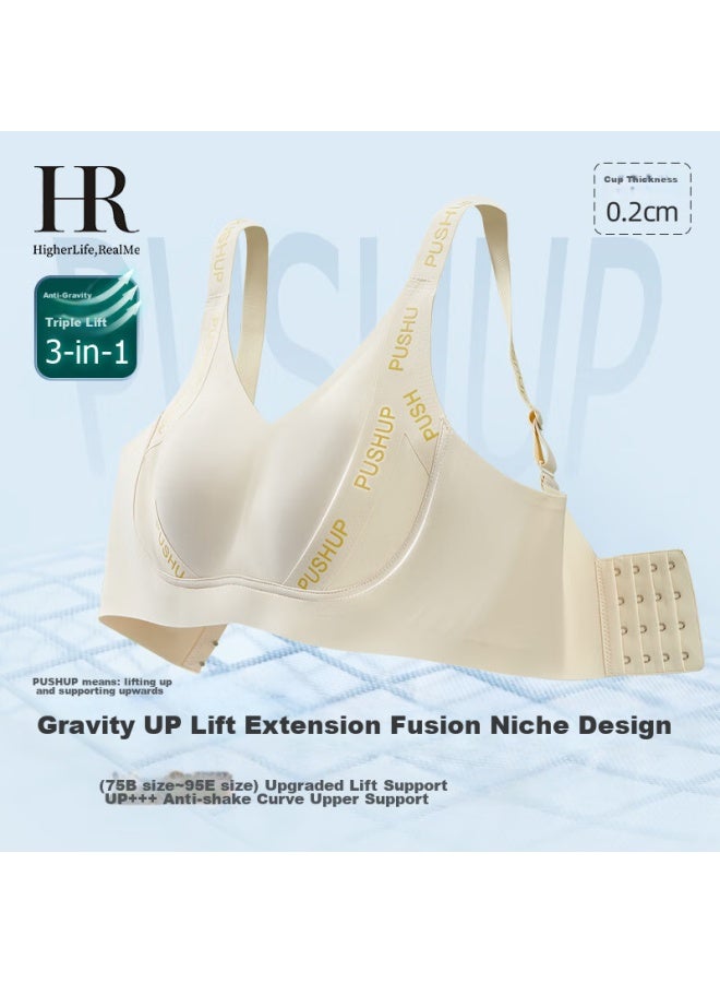 HR Helena Rabbit Ear Cup Bra For Women, Large Bust Minimizer, Wireless Semi-liquid Brassiere, Black, M - Image 5
