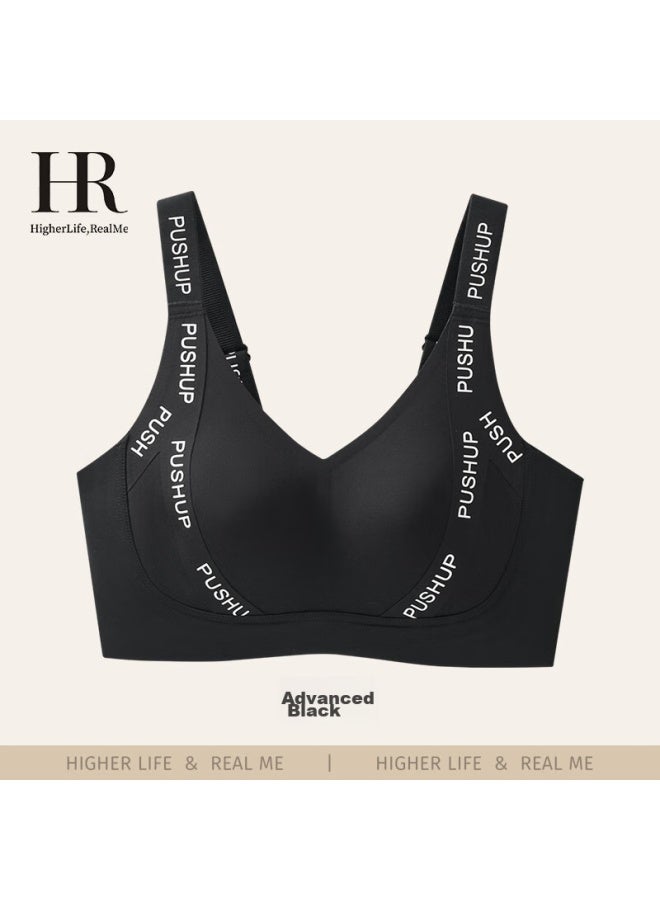 HR Helena Rabbit Ear Cup Bra For Women, Large Bust Minimizer, Wireless Semi-liquid Brassiere, Black, M - Image 1
