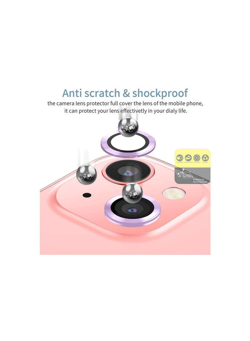 Wtech Premium Camera Lens Film Protector Shield For Apple iPhone 15 2023 Clear/Purple  - Image 2