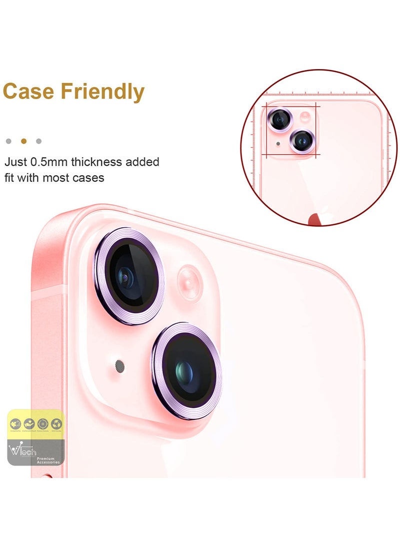 Wtech Premium Camera Lens Film Protector Shield For Apple iPhone 15 2023 Clear/Purple  - Image 3
