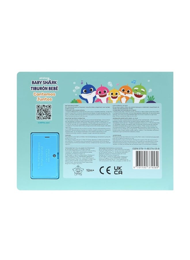 Pinkfong - Baby Shark Cantemos Juntos 6 Button Sound Book Pinkfong Baby Shark Nursery Rhymes in Spanish Spanish SingAlongs For Kids Interactive Learning Books For Toddlers Learning  Education Toys Baby Sh - Image 1