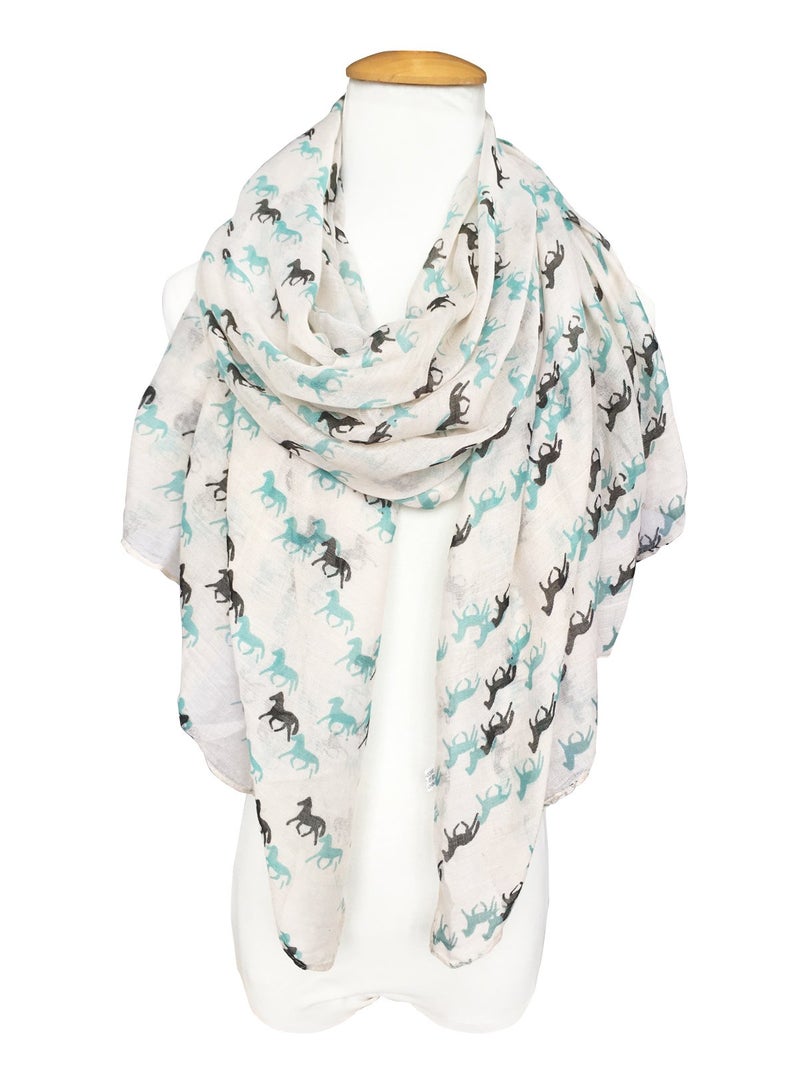 E-Clover Cute Horse Print Scarf Fashionable Women Scarves for Summer Fall Winter Mother's Day Gifts (Beige02) - Image 4