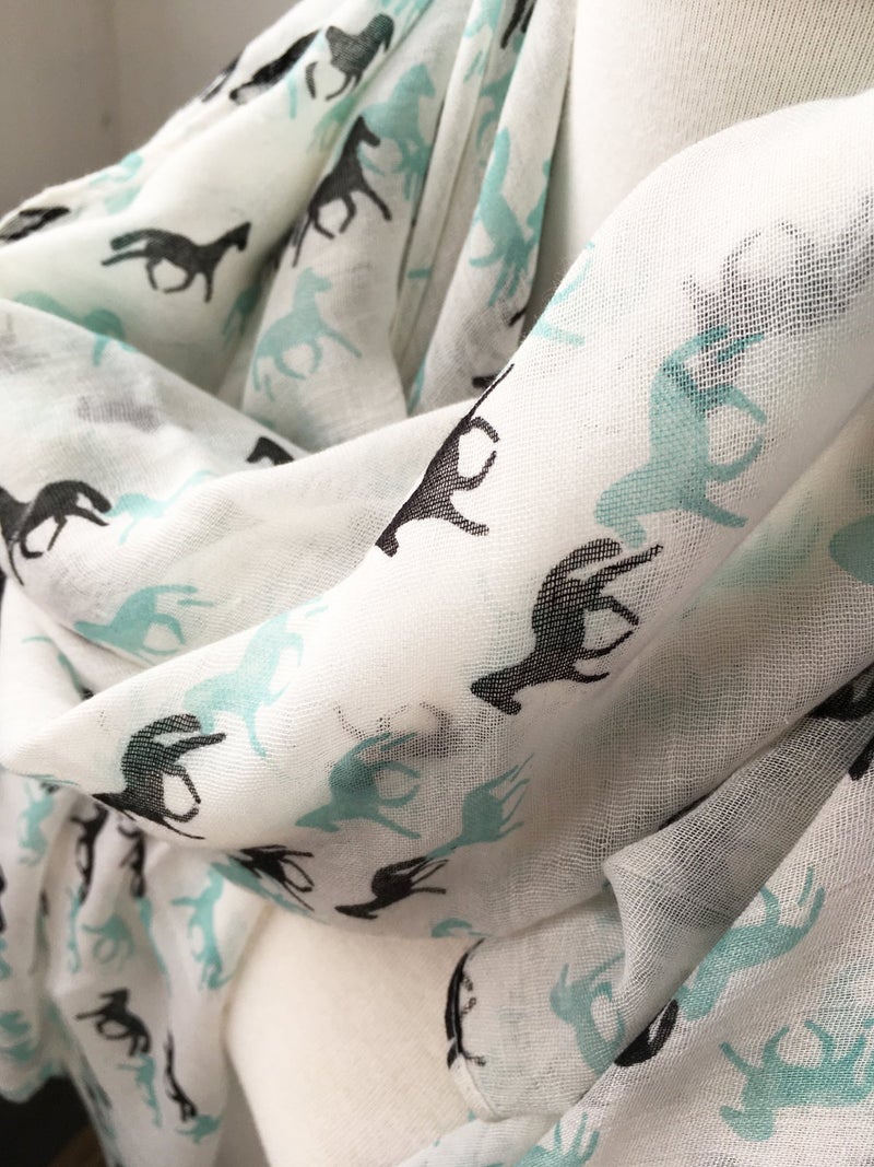 E-Clover Cute Horse Print Scarf Fashionable Women Scarves for Summer Fall Winter Mother's Day Gifts (Beige02) - Image 5