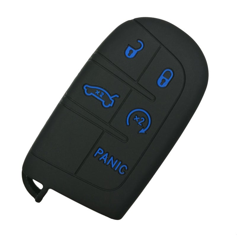 Coolbestda Rubber Key Fob Remote Cover Case Keyless Protector for 2017 2018 2019 2020 2021 2022 2023 2024 Jeep Grand Cherokee Compass Dodge Challenger Charger Dart Durango Journey Chrysler 300 200 - Image 1
