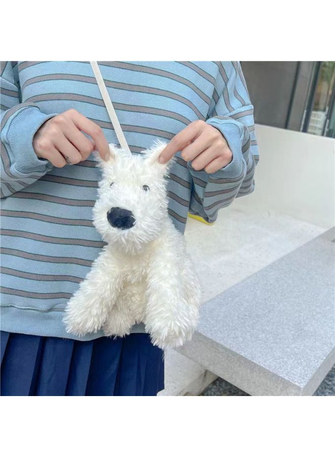 2024 Plush Doll Sausage Dog West Highland Puppy Doll Messenger Bag Shoulder Bag Doll Bag-Color:White Dog - Image 4