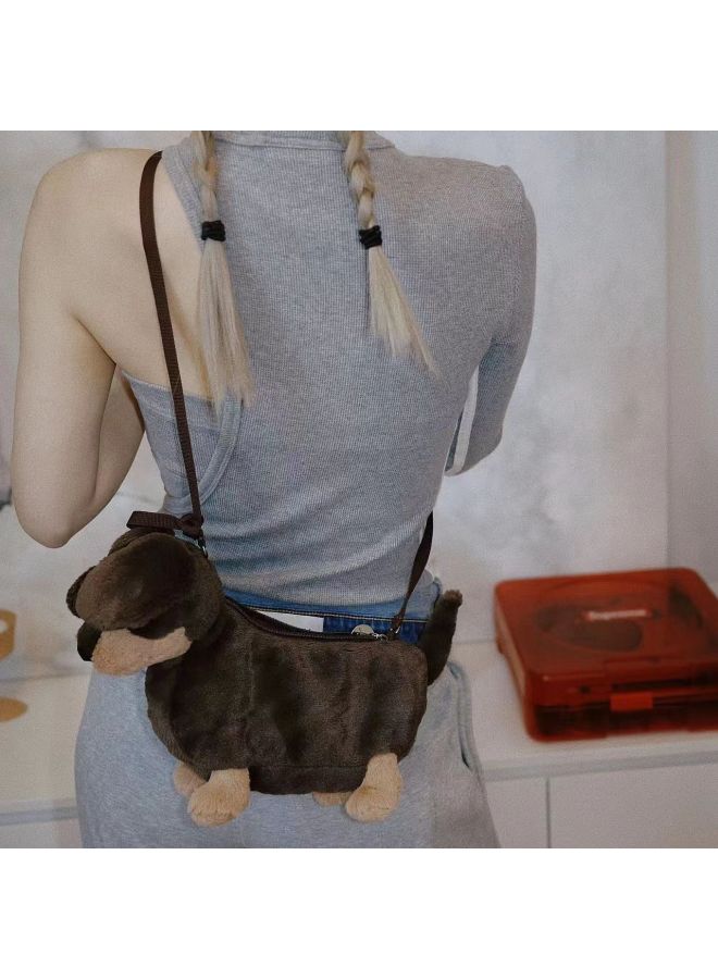2024 Plush Doll Sausage Dog West Highland Puppy Doll Messenger Bag Shoulder Bag Doll Bag-Color:White Dog - Image 5