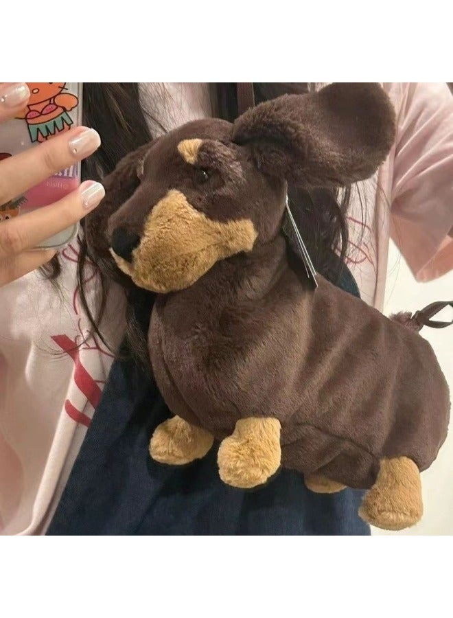 2024 Plush Doll Sausage Dog West Highland Puppy Doll Messenger Bag Shoulder Bag Doll Bag-Color:White Dog - Image 3