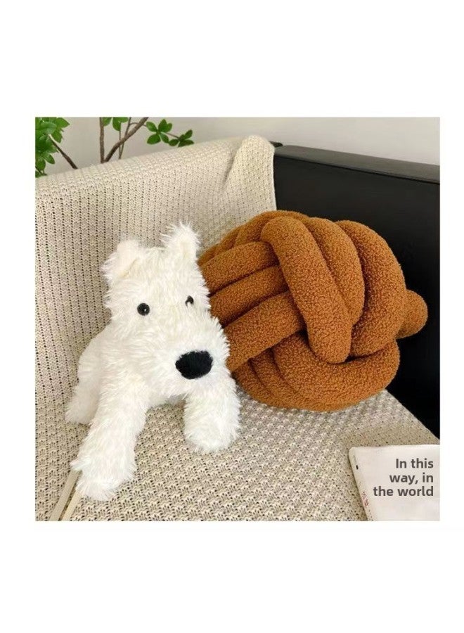 2024 Plush Doll Sausage Dog West Highland Puppy Doll Messenger Bag Shoulder Bag Doll Bag-Color:White Dog - Image 1