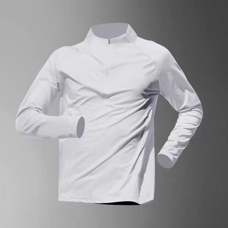 Running Long-sleeved T-shirt Mens Quick-drying Clothes Breathable Slim-fit Basketball Sports Training Mountaineering Sunscreen Sports Fitness Top Black - Image 2