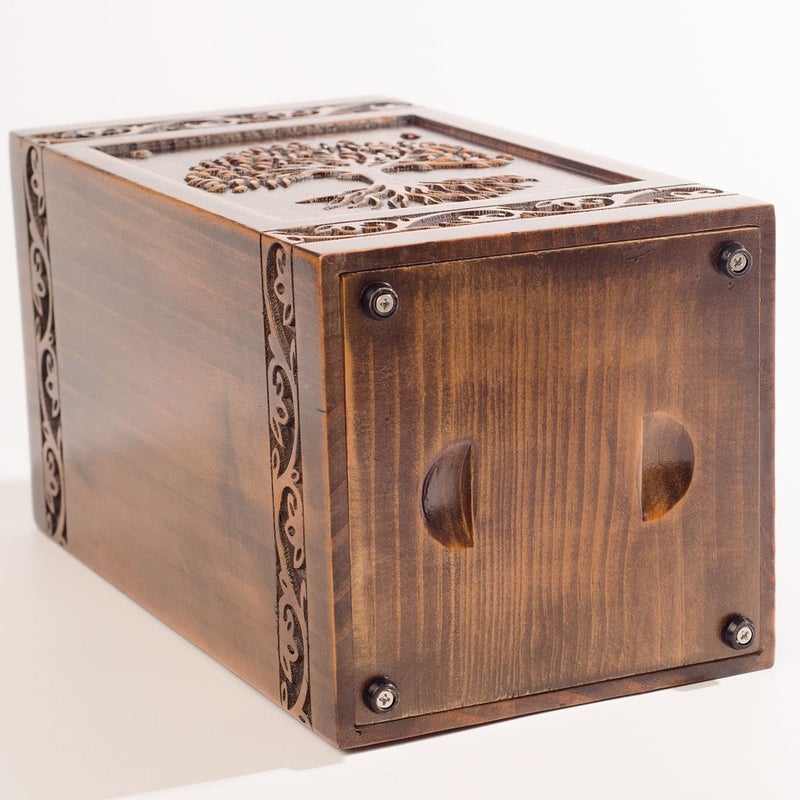 Engmvwod Handmade Wooden Engraved Urn For Human Ashes 250Lbs Adult Male Female Satin Bag Tree Of Life Cremation Urns Pet Dog Cat Box - Image 5