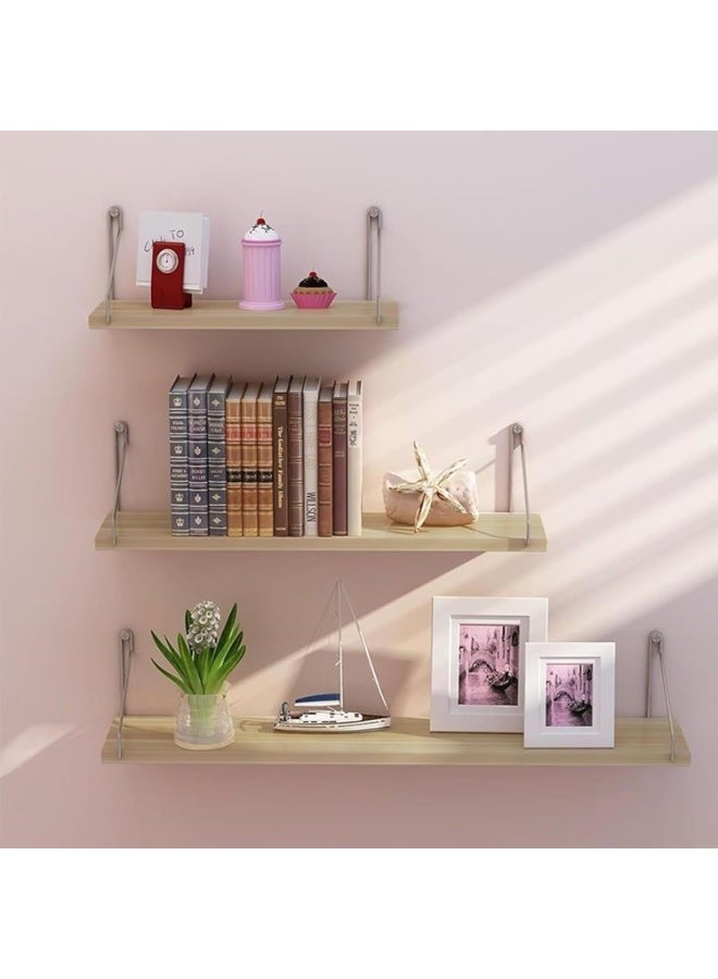 FALAHOM 3 Set Floating Shelves, Rustic Wooden Shelf with Metal Brackets for Wall Decor,No Drilling 2 Way of Wall Mounted Shelves,for Storage Hanging Shelf for Bathroom Living Room Kitchen - Image 4