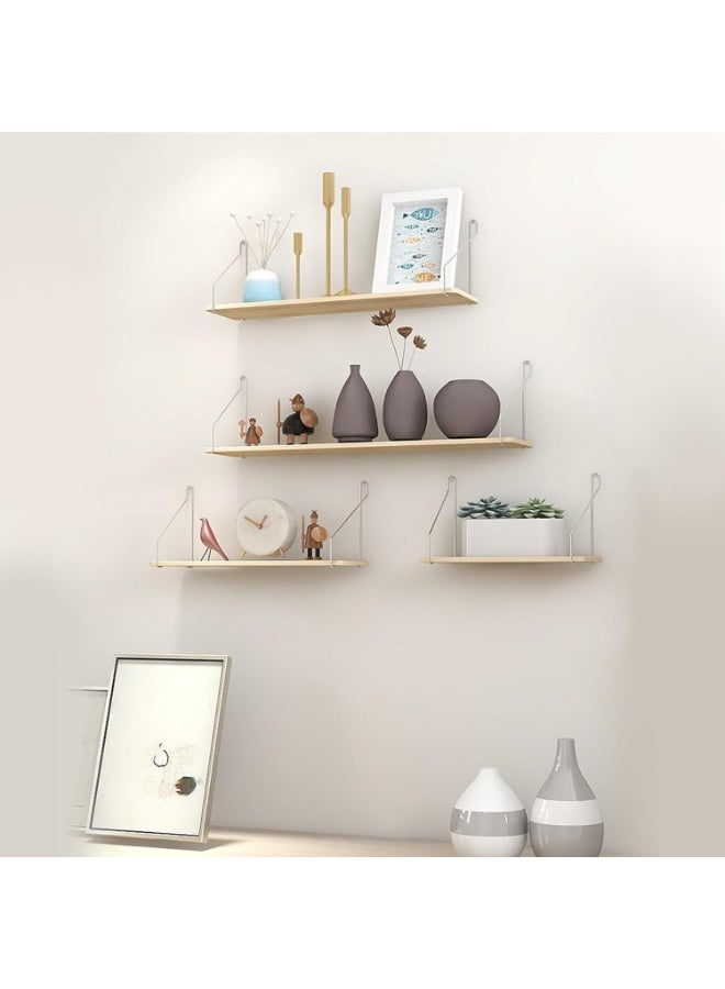 FALAHOM 3 Set Floating Shelves, Rustic Wooden Shelf with Metal Brackets for Wall Decor,No Drilling 2 Way of Wall Mounted Shelves,for Storage Hanging Shelf for Bathroom Living Room Kitchen - Image 2