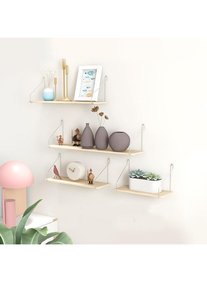 FALAHOM 3 Set Floating Shelves, Rustic Wooden Shelf with Metal Brackets for Wall Decor,No Drilling 2 Way of Wall Mounted Shelves,for Storage Hanging Shelf for Bathroom Living Room Kitchen - Image 5