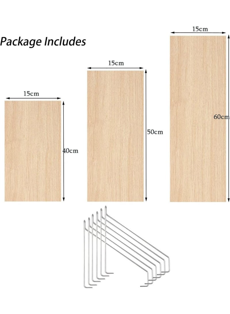 FALAHOM 3 Set Floating Shelves, Rustic Wooden Shelf with Metal Brackets for Wall Decor,No Drilling 2 Way of Wall Mounted Shelves,for Storage Hanging Shelf for Bathroom Living Room Kitchen - Image 3