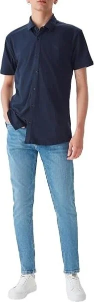 LTB Navy blue Men's Basic Slim Fit Short Sleeve Navy Blue T-shirt  | Best Price UAE