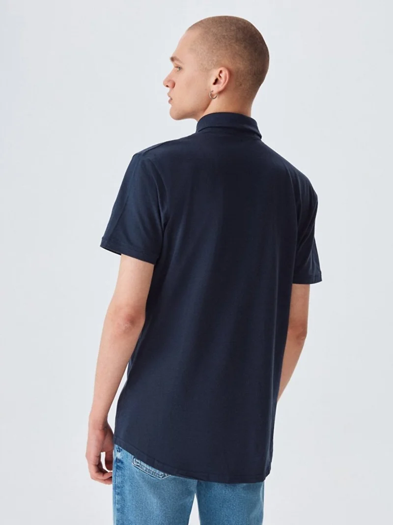 LTB Navy blue Men's Basic Slim Fit Short Sleeve Navy Blue T-shirt  | Best Price UAE