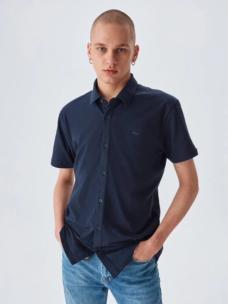 LTB Navy blue Men's Basic Slim Fit Short Sleeve Navy Blue T-shirt  | Best Price UAE