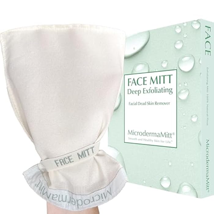 MicrodermaMitt Deep Exfoliating Mitt Scrub for Face, Lips & Neck - Dead Skin & Blackheads Remover - Gentle Facial Scrubber - Exfoliator Glove for Shower - Women Skin Care - Image 1