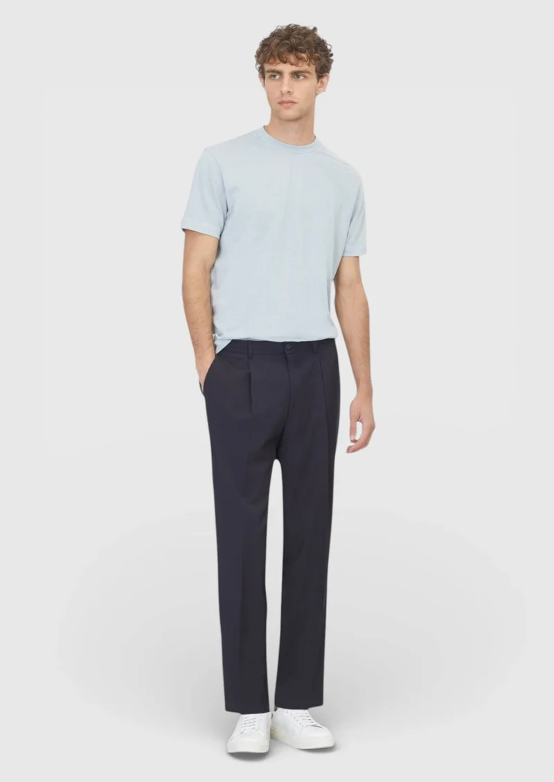 RAMSEY Light Blue Jacquard 100% Cotton T-Shirt