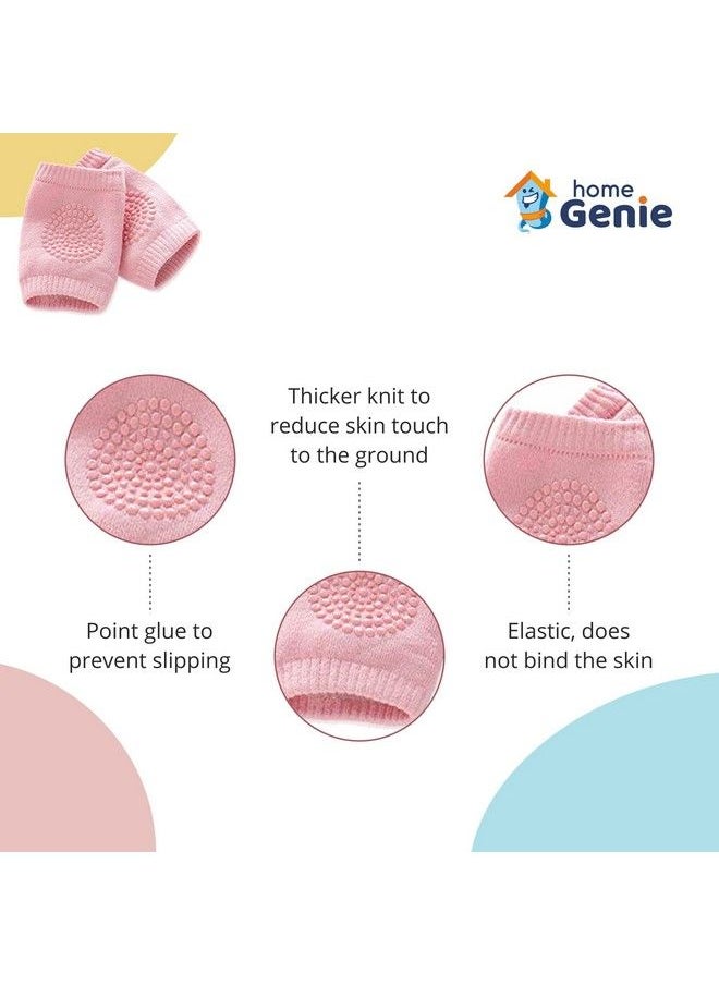 HOME GENIE - Baby Crawling Anti Slip Knee Protectorsunisex Toddlers Kneepadsfits Most Babies And Suitable For Every Season (Best For 6 24 Months Old Baby) (Pink) - Image 1