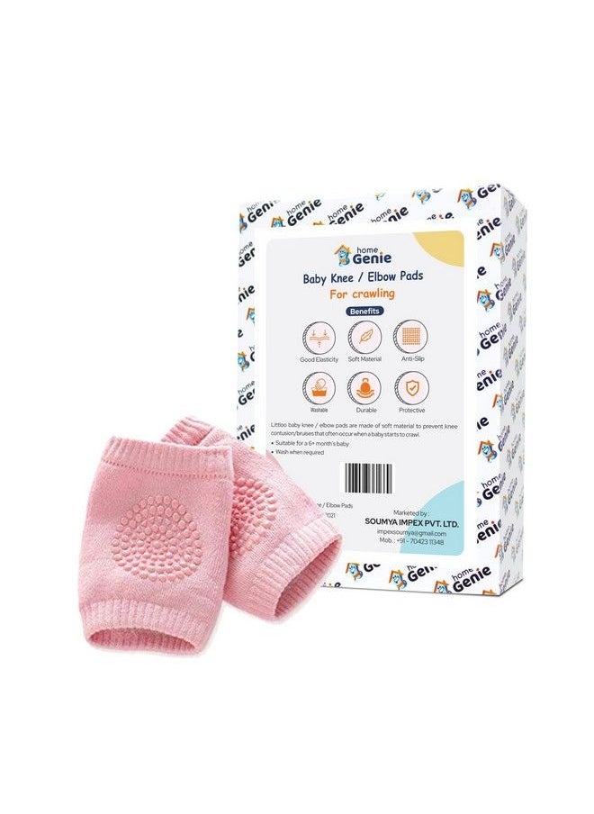 HOME GENIE - Baby Crawling Anti Slip Knee Protectorsunisex Toddlers Kneepadsfits Most Babies And Suitable For Every Season (Best For 6 24 Months Old Baby) (Pink) - Image 1