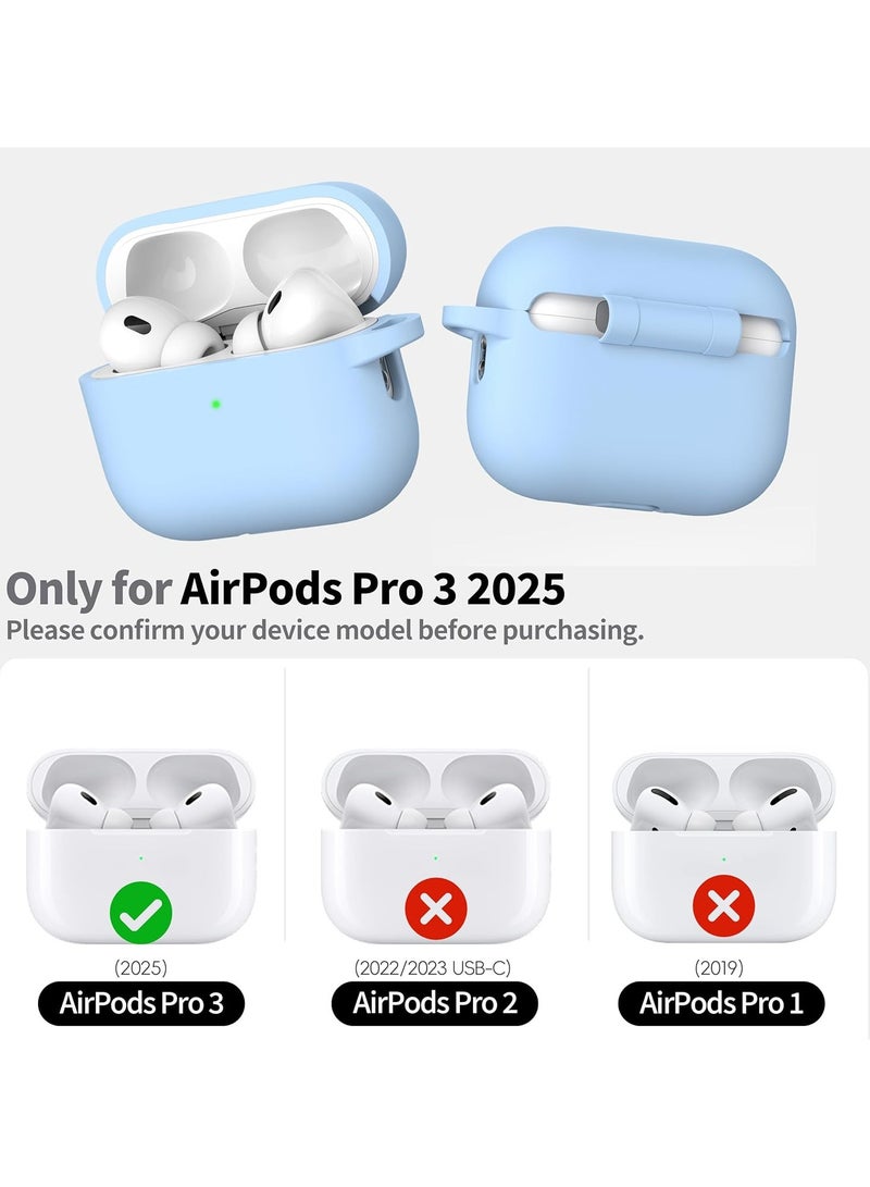 ACLIX AirPods Pro 3 Case (2025), Soft Silicone Protective Case Cover Compatible with Apple AirPods Pro 3rd Generation (USB-C Cable), (Sky Blue) - Image 2