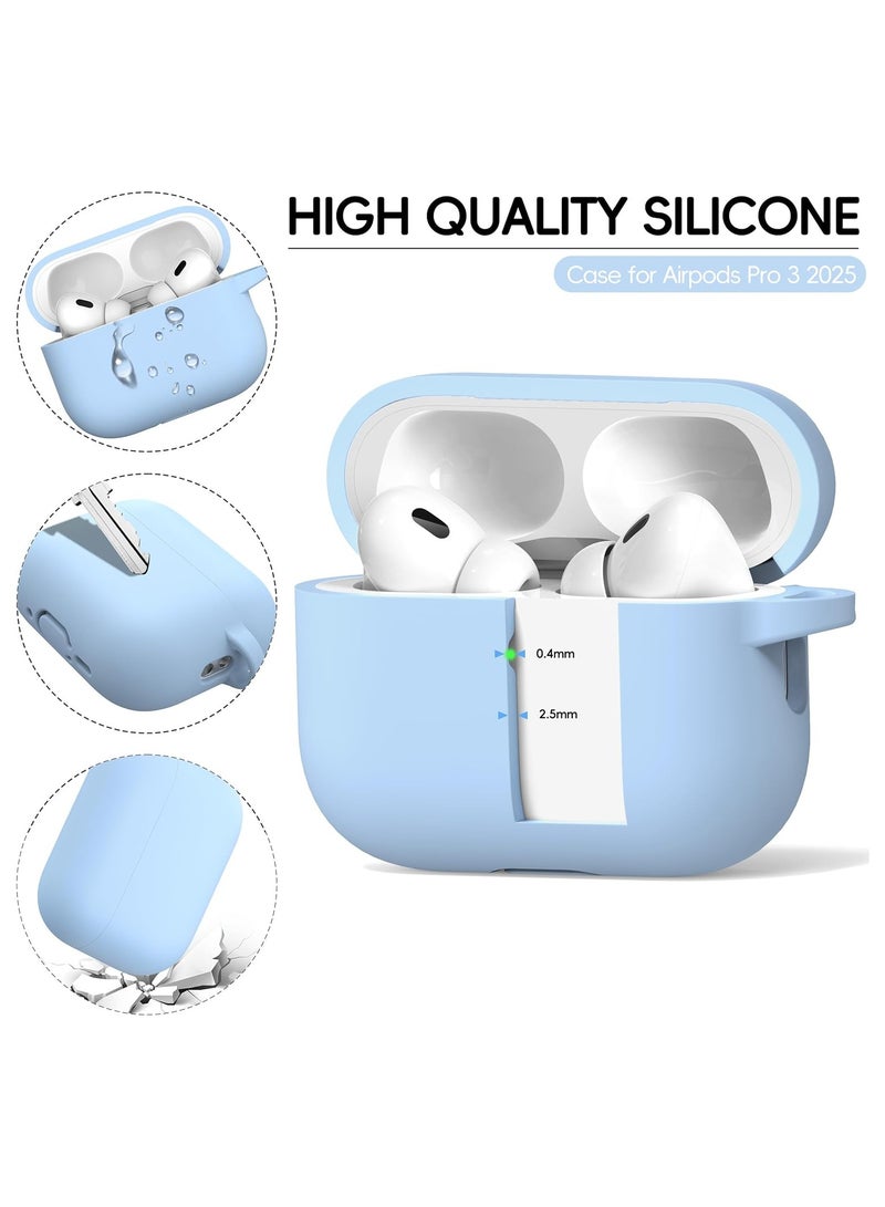 ACLIX AirPods Pro 3 Case (2025), Soft Silicone Protective Case Cover Compatible with Apple AirPods Pro 3rd Generation (USB-C Cable), (Sky Blue) - Image 4
