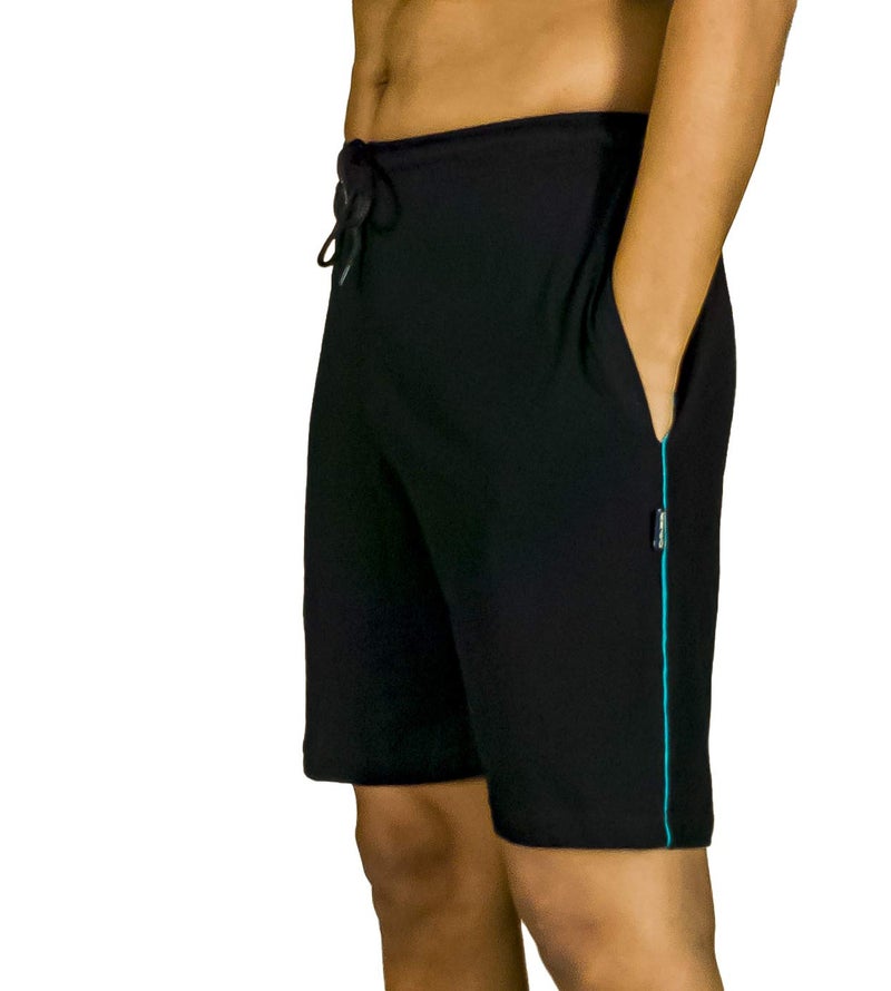 0-DEGREE Men's Regular Fit Shorts with Zip Pocket, Black - Image 3