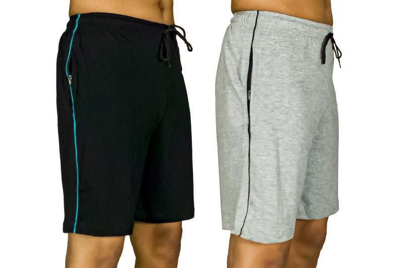0-DEGREE Men's Regular Fit Shorts with Zip Pocket, Black - Image 1