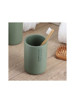 Tendance Round Shaped Durable Round Polyresin Bathroom Tumbler Khaki Green 10.7 x 7.5 x 7.5 cm 61101149  - Image 2