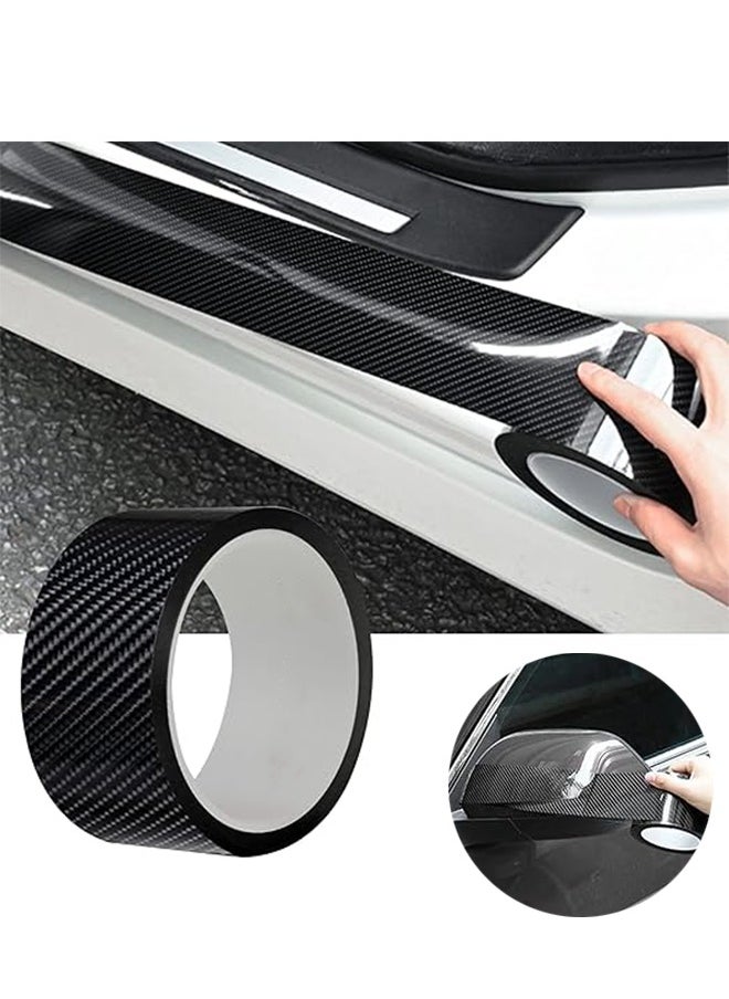 jinmao 5D Car Carbon Fiber Door Edge Film, Car Door Edge Guard Sticker, Car Sill Protectors Strips, Car Bumper Door Guard Hood Sticker Protection Strip for Most Cars, 7CM*5M - Black  - Image 1