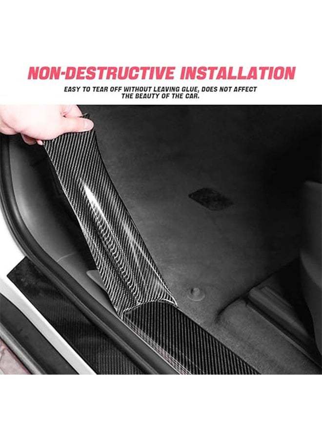 jinmao 5D Car Carbon Fiber Door Edge Film, Car Door Edge Guard Sticker, Car Sill Protectors Strips, Car Bumper Door Guard Hood Sticker Protection Strip for Most Cars, 7CM*5M - Black  - Image 2