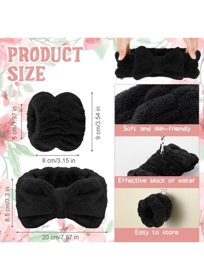 Chuangdi - 4 Pcs Spa Headband Wrist Washband Scrunchies Cuffs For Washing Face Towel Wristbands Hair Headband Face Wash Wristband For Women Girls Makeup Prevent Liquids From Spilling (Black Pink) - Image 1