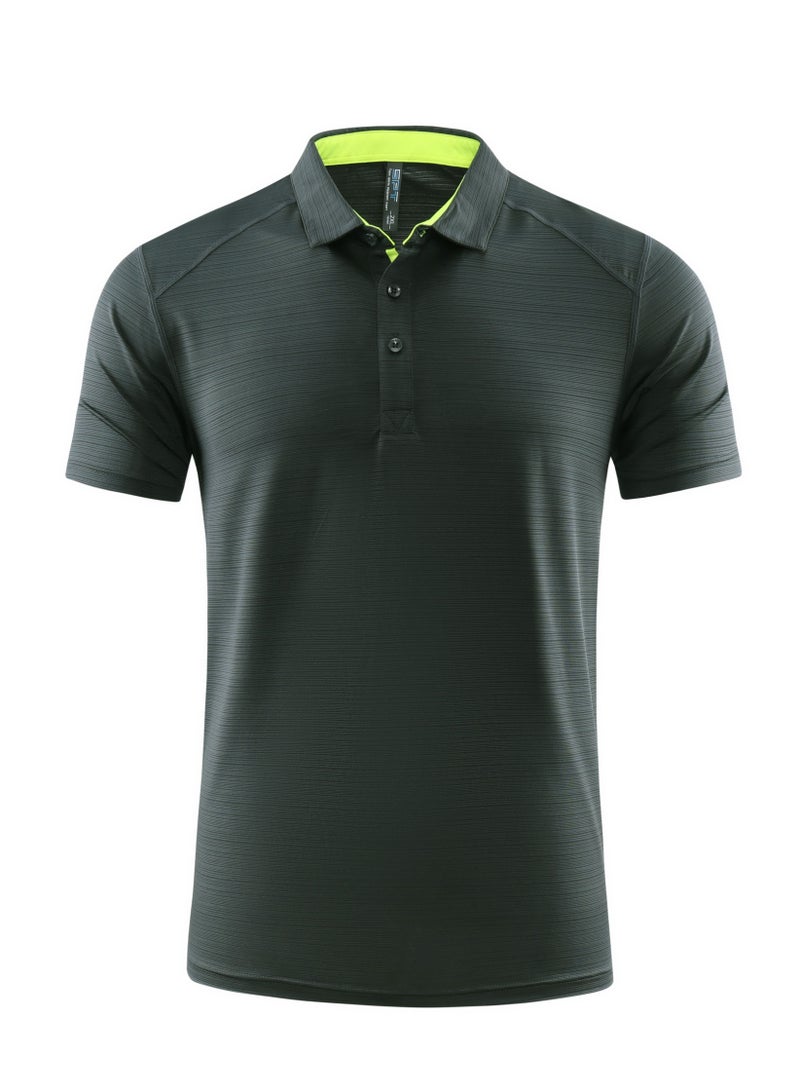 YEL PRO Men Quick Dry Breathable Elastic T-Shirt Grey - Image 1