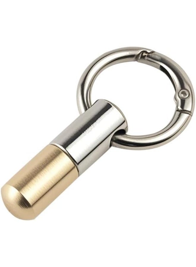 Premium Mini Keychain Cutter, Stainless Steel Capsule Knife with Brass Accent, 33mm Multipurpose Tool for Box Opening, Can Opening, Pill Splitting - Image 1